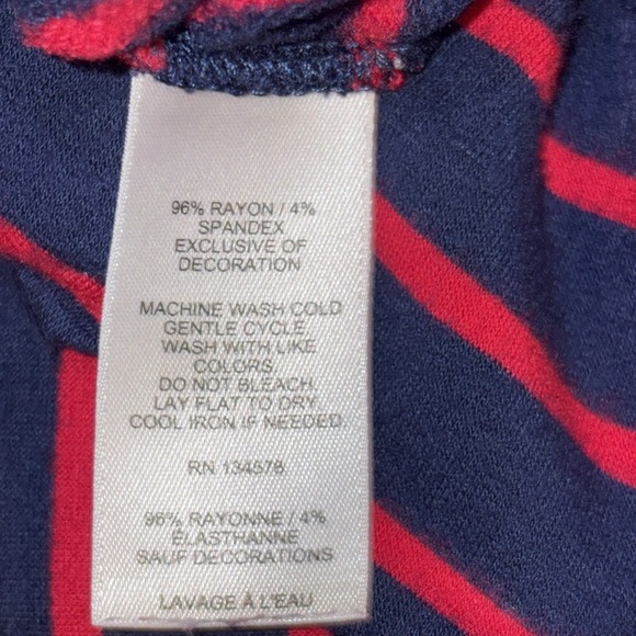 Vineyard Vines Girls Break Stripe Shep Quarter Zip Top Medium (10-12) Navy/Red - Picture 10 of 10